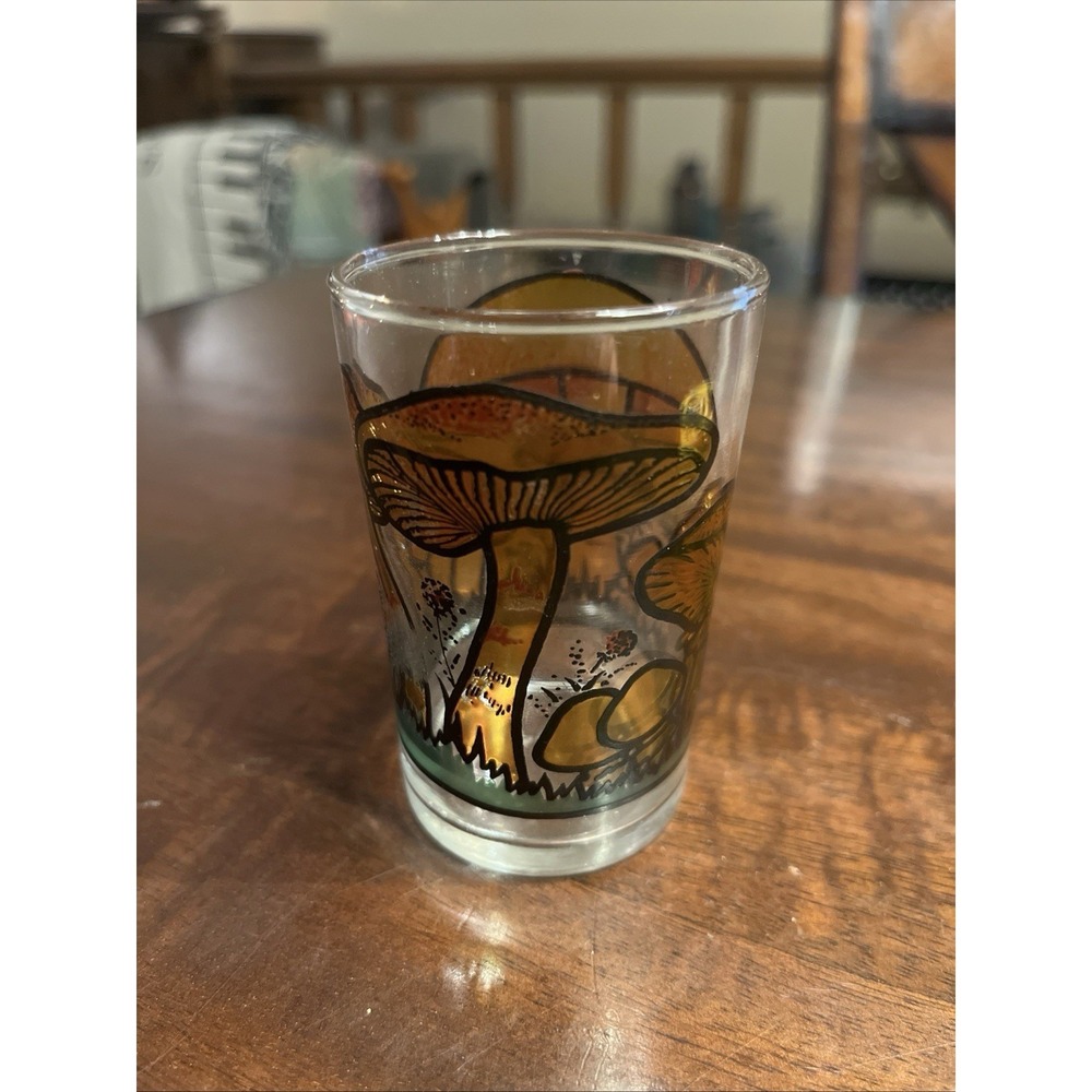 Vintage Hand Painted Mushroom Shot, Juice Drinking Glass - Kitschy Drinkware MCM